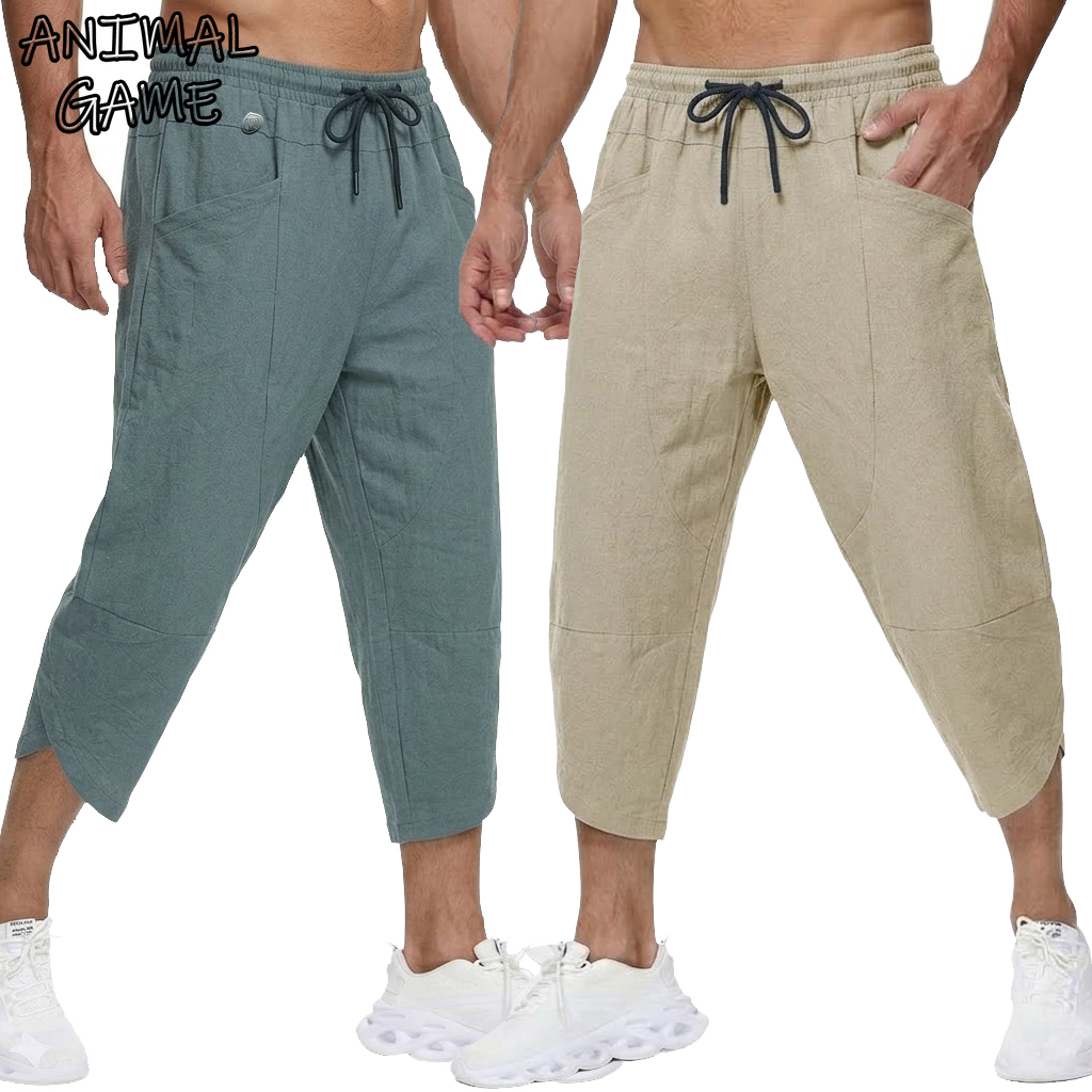 Short Linen Drawstring - Летние мужские льняные повседневные короткие брюки