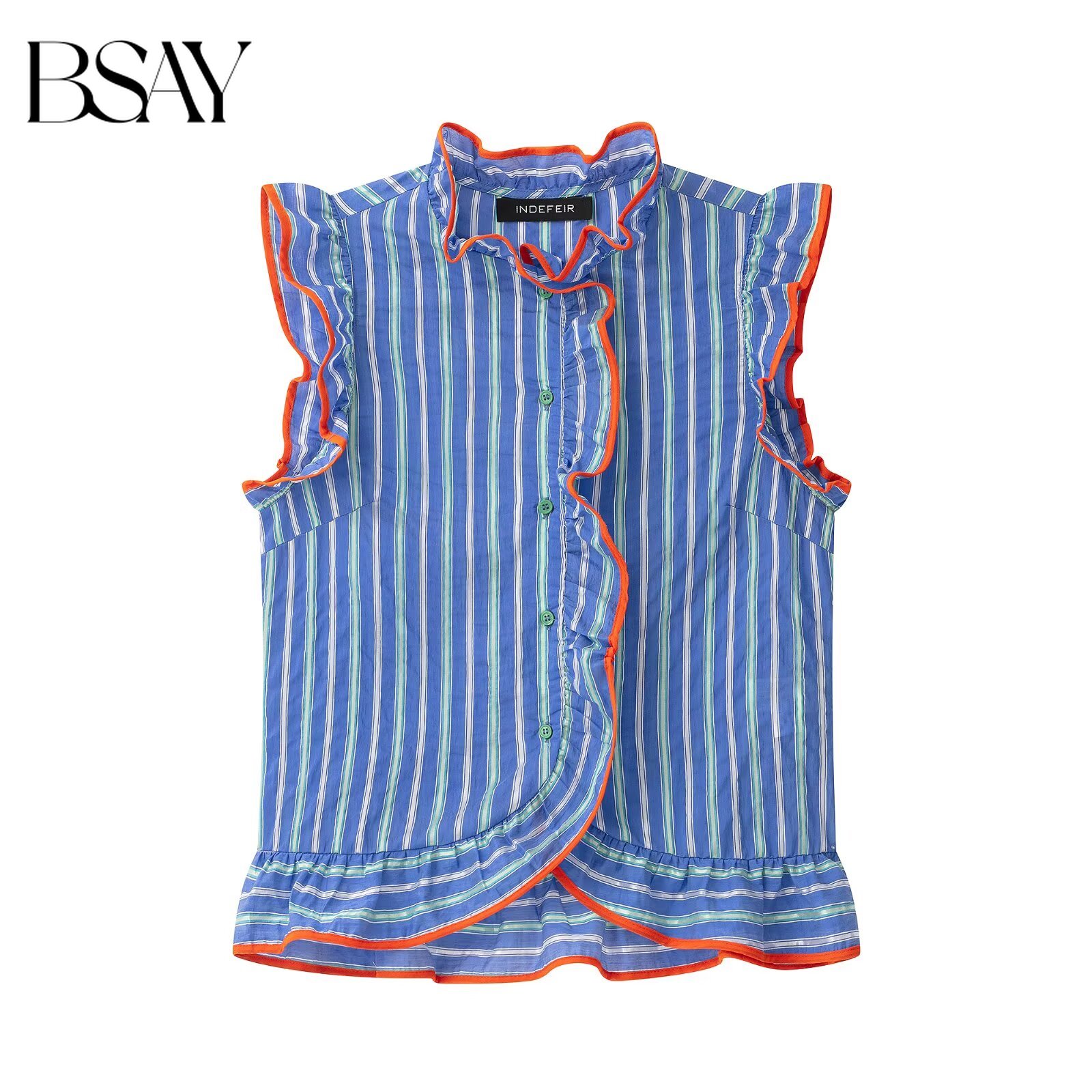 Shirt Camp Collar - Женская блузка BSAY без рукавов в