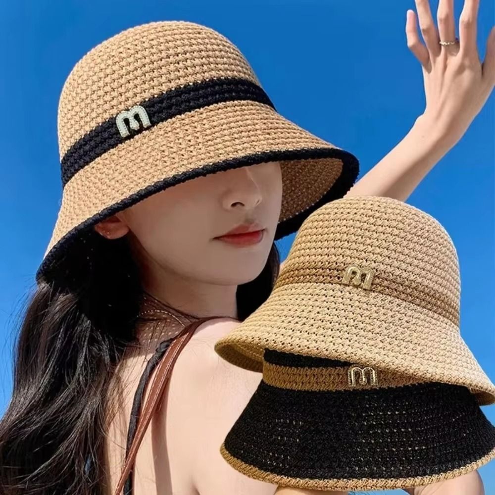 Bucket Hat Straw - Модная элегантная рыбацкая шляпа с бантом,