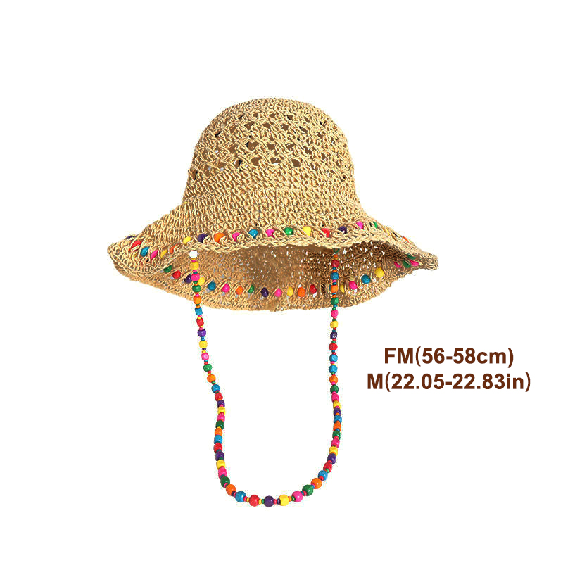 Bucket Hat Straw - Ретро-шляпа с широкими полями и ажурным