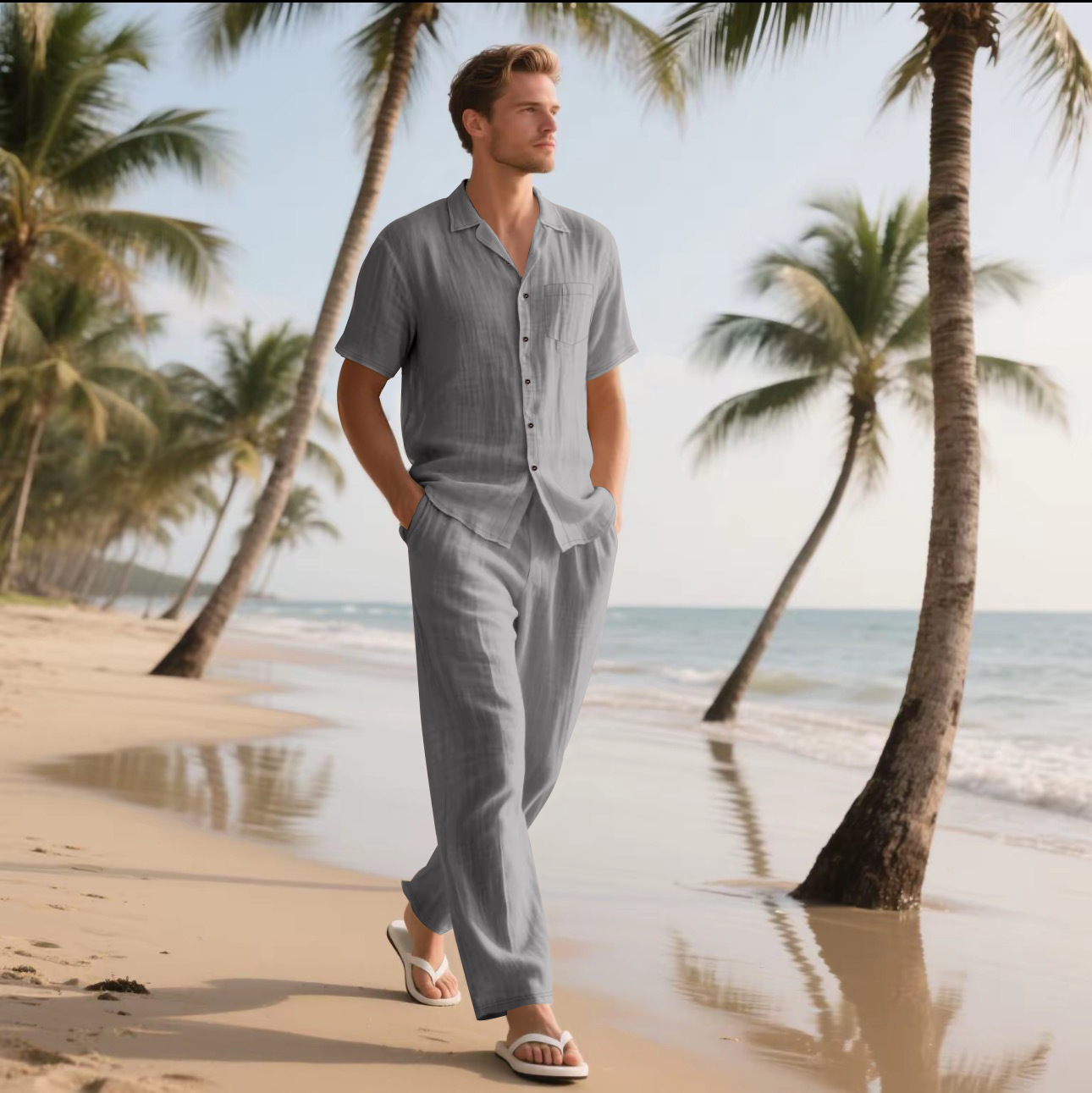 Летний мужской комплект из льн – обзор и цена Short Linen Drawstring