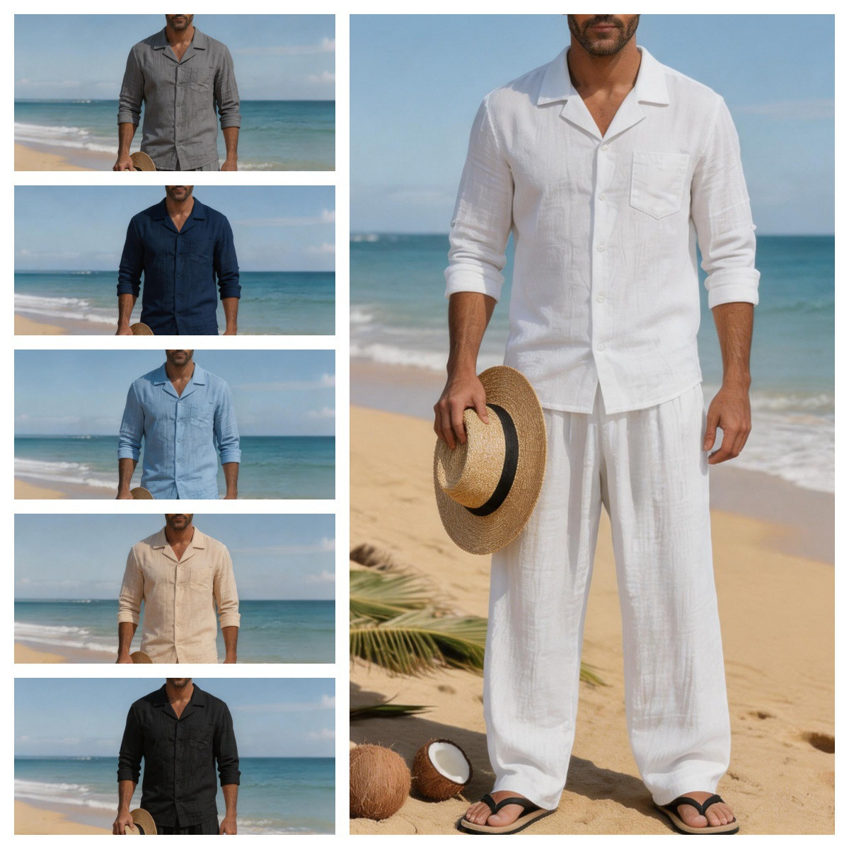 Льняной мужской повседневный с – обзор и цена Linen Shirt Breathable